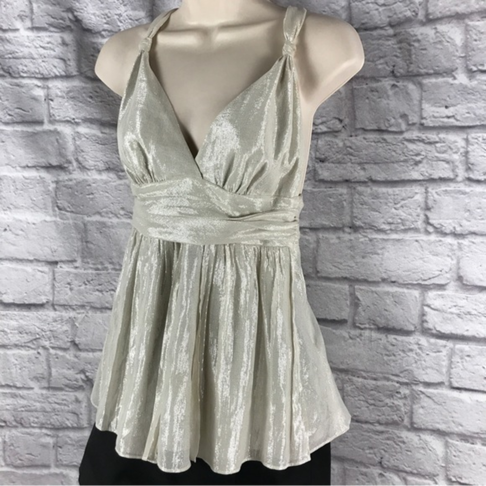Vintage Silk Goddess Top Victoria’s‎ Secret Moda Intl Metallic Silk SZ S a801